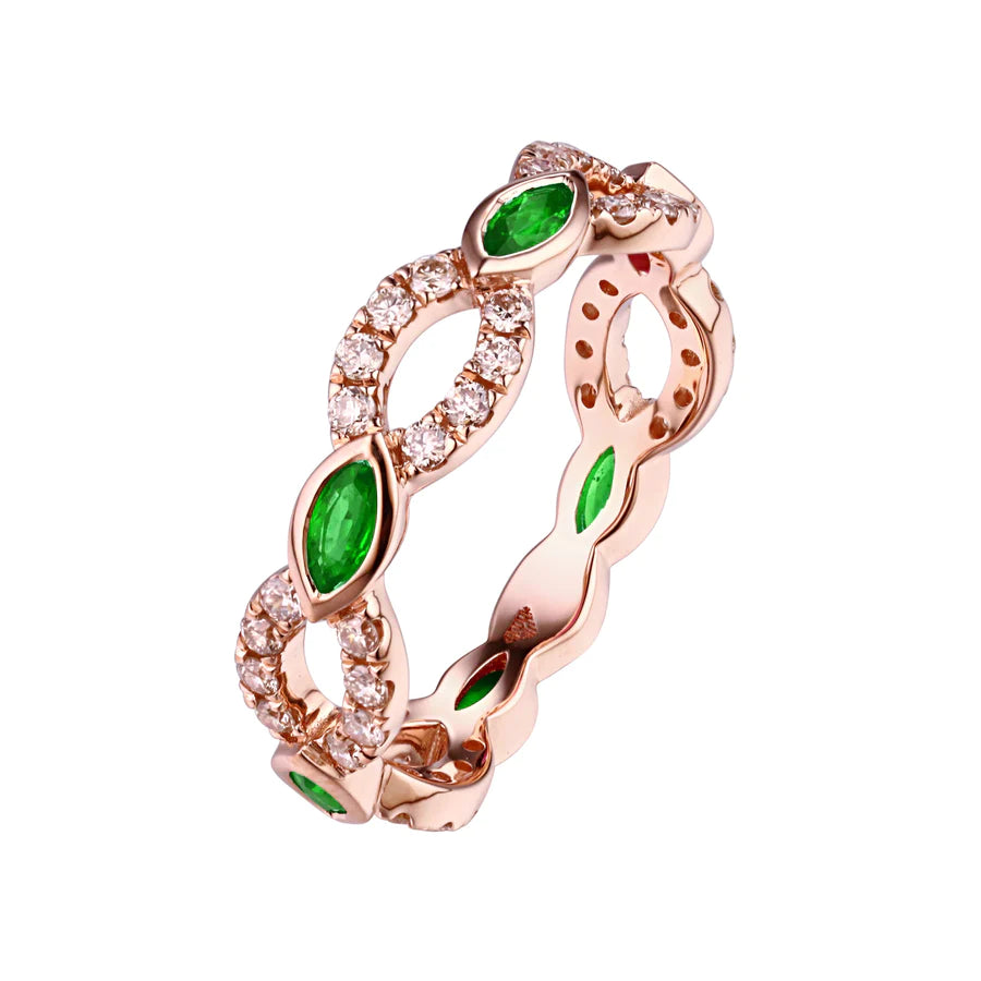 Intertwining Emeralds & Diamonds Ring