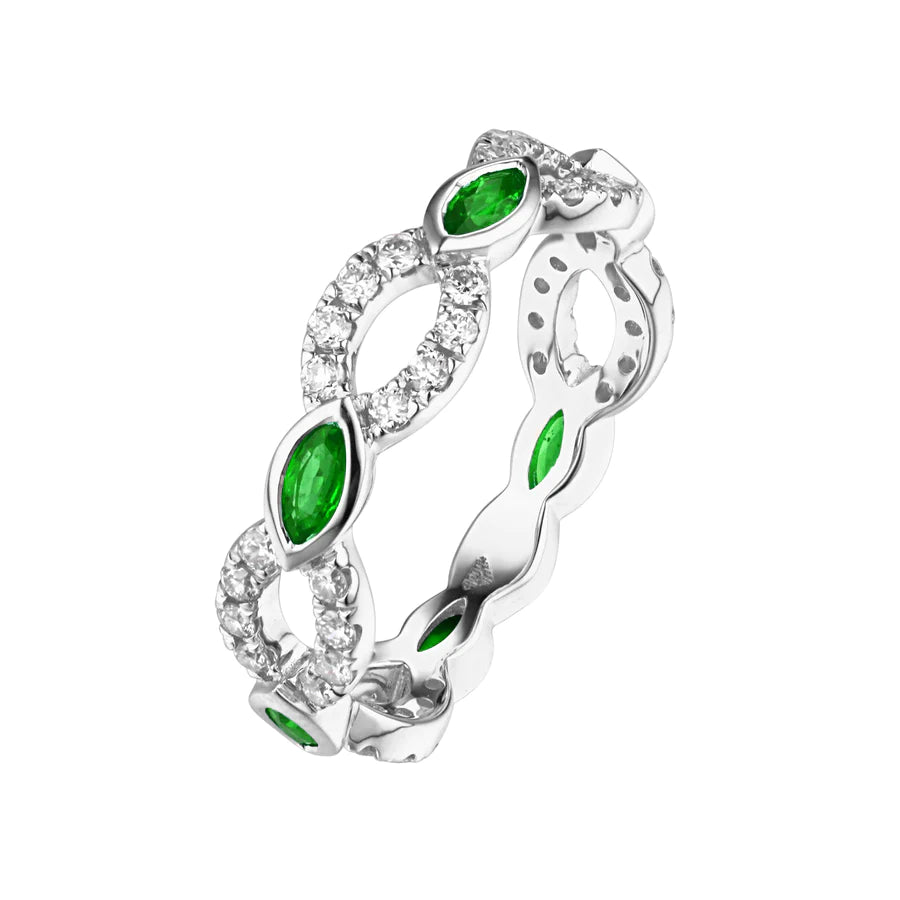 Intertwining Emeralds & Diamonds Ring