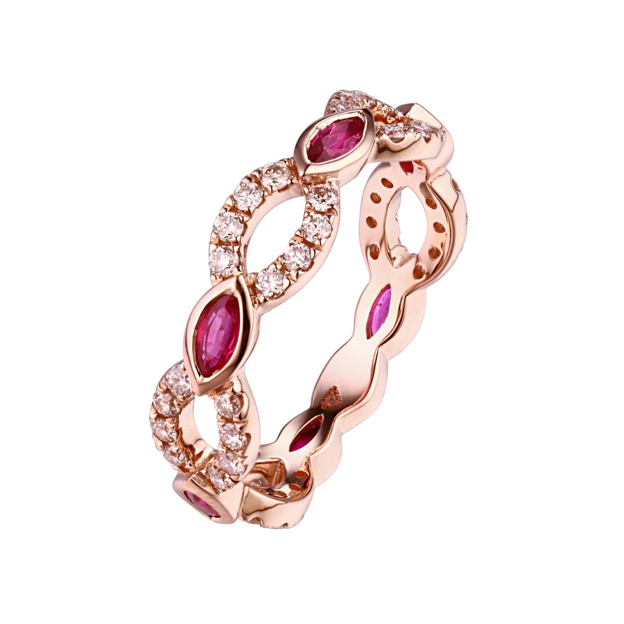 Intertwining Rubies & Diamond Ring