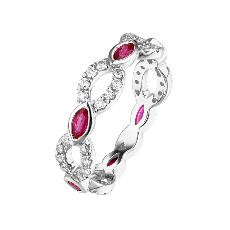 Intertwining Rubies & Diamond Ring