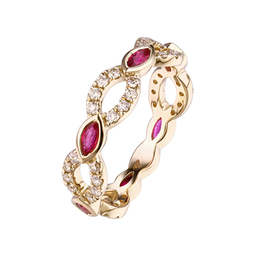 Intertwining Rubies & Diamond Ring