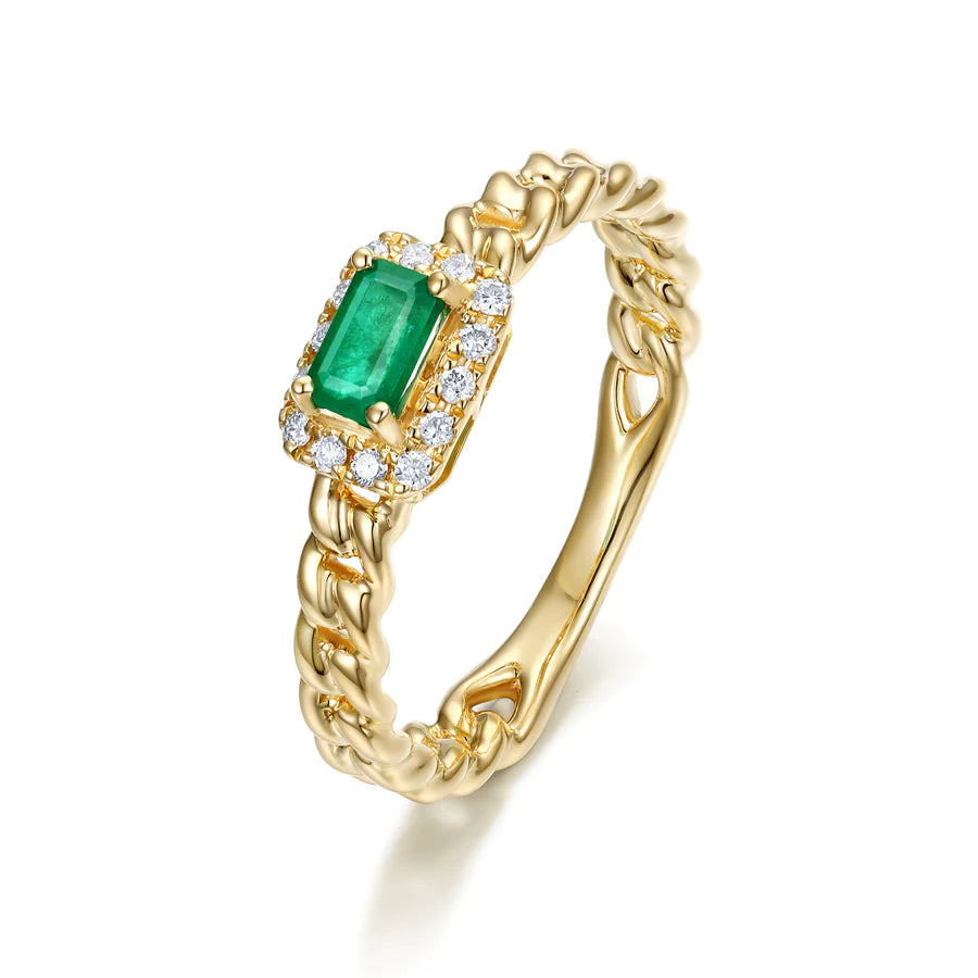 Emerald Cuban Chain Ring