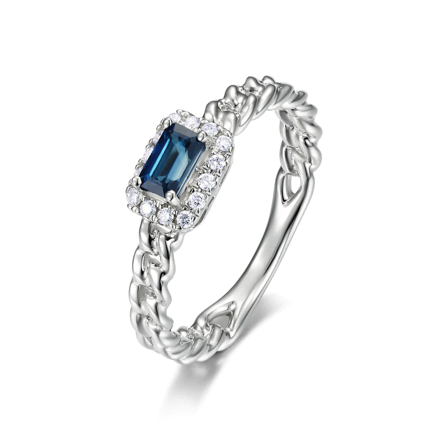 Sapphire Cuban Chain Ring