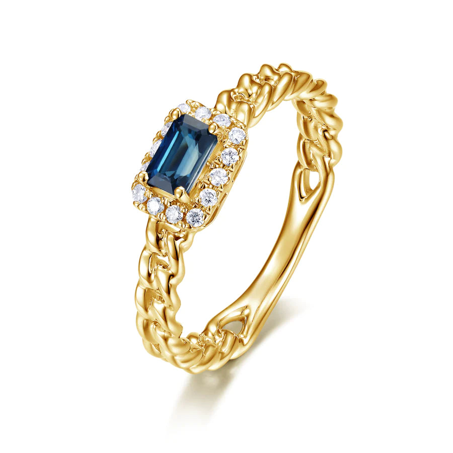 Sapphire Cuban Chain Ring