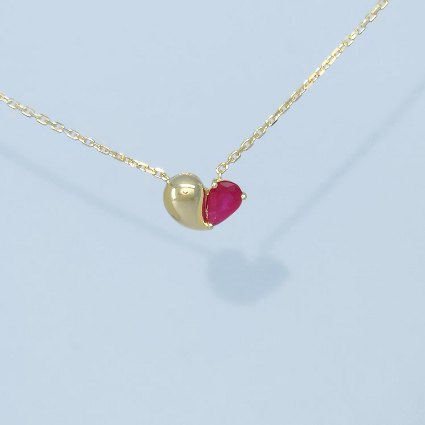 Heartily Pendant Necklace - 18K Yellow Gold Ruby